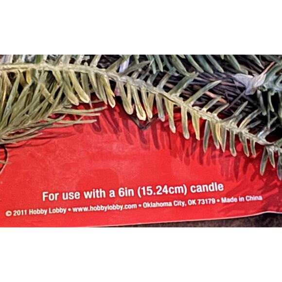 Christmas Holiday Candle Ring Pine Cone Greenery Wreath Use W/ 6 Inch Candle NWT - Picture 4 of 7